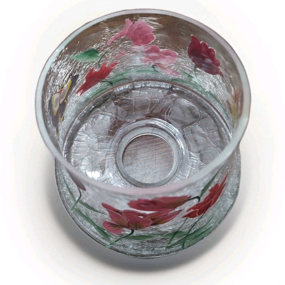 Yankee Candle Type Crackle Glass Jar topper Shade Butterfly, Tulips, Humingbird! - Picture 6 of 12